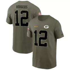 Nike Green Bay Packers Aaron Rodgers #12 2022 Salute To Service Name & Number T-Shirt