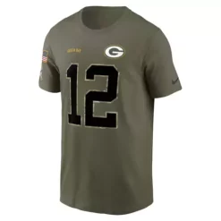 Nike Green Bay Packers Aaron Rodgers #12 2022 Salute To Service Name & Number T-Shirt -CHAMPRO SHOP 04774182432 2