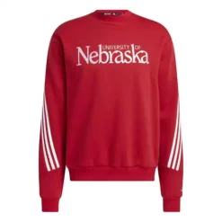 Adidas Nebraska Cornhuskers 3 Stripe Crewneck Sweatshirt
