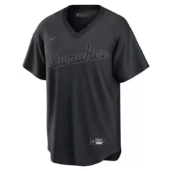 Nike Milwaukee Brewers Pitch Black Replica Jersey -CHAMPRO SHOP 19622748577 1