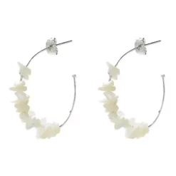 Pura Vida Mother Of Pearl Chip Hoop Earrings