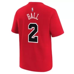 Nike Kids' Chicago Bulls Lonzo Ball #2 Icon Name & Number T-Shirt -CHAMPRO SHOP 19634542980 1