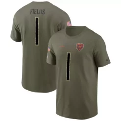 Nike Chicago Bears Justin Fields #1 2022 Salute To Service Name & Number T-Shirt